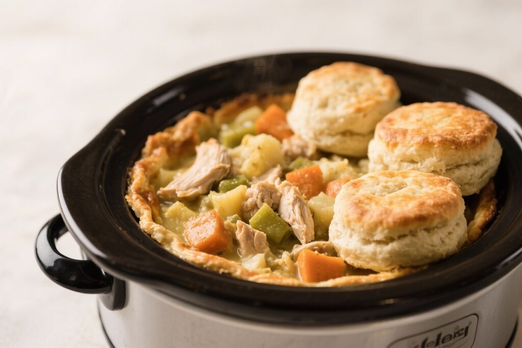 Chicken Pot Pie Crock Pot with Biscuits