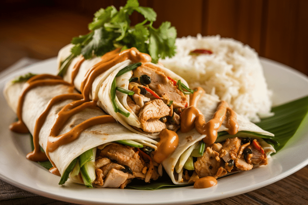Thai Chicken Wraps with Peanut Sauce