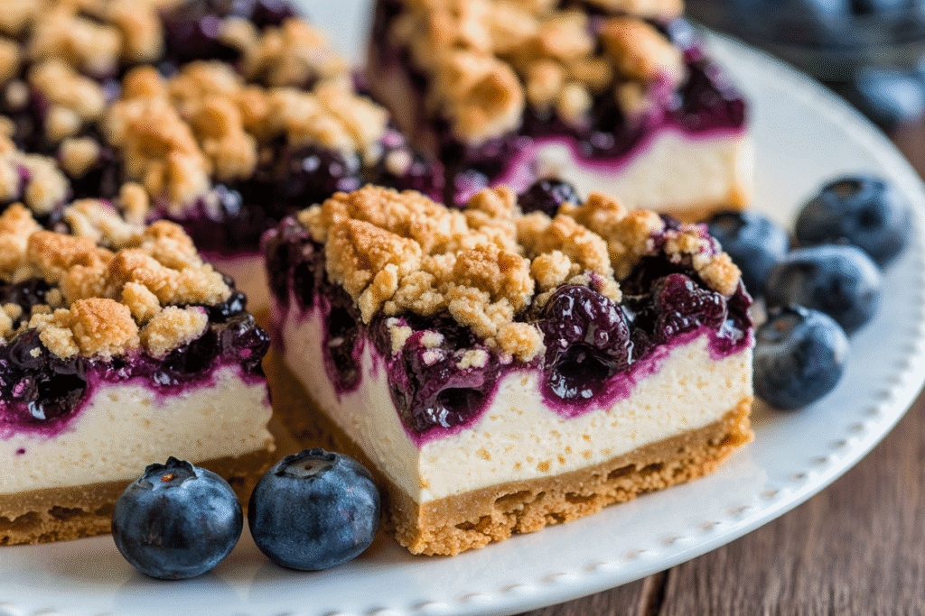 Blueberry Crumble Cheesecake Bars