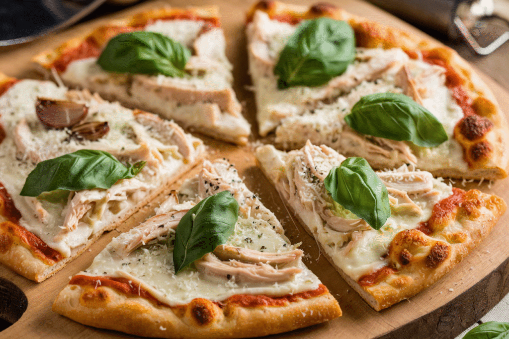 Roasted Garlic White Chicken Pizza