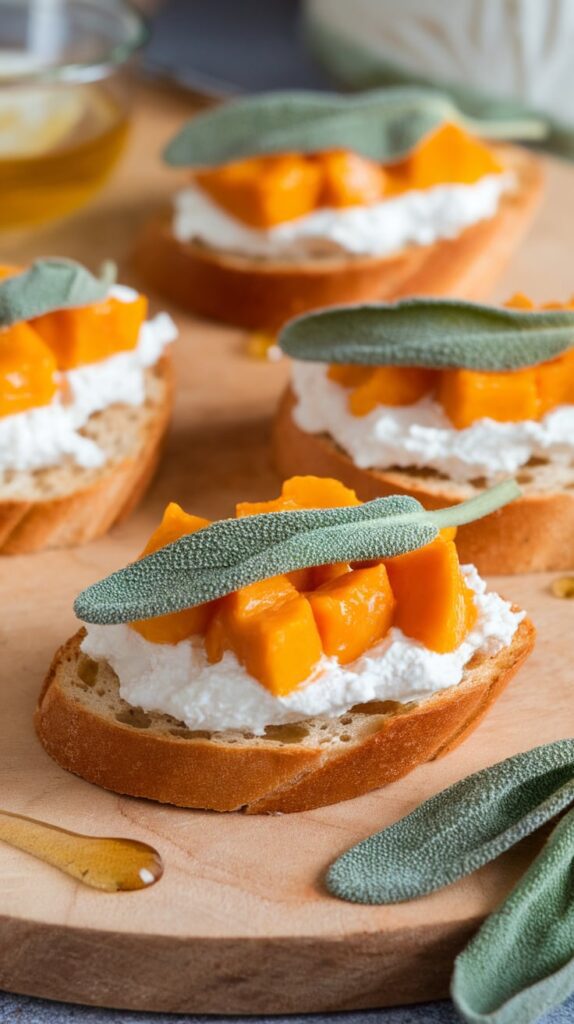 Butternut Squash Ricotta Crostini with Sage