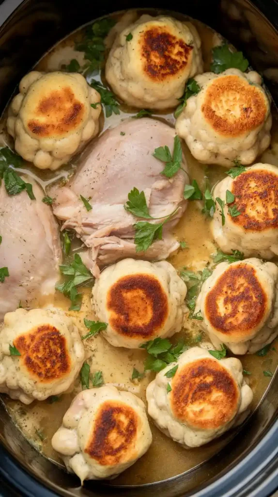 15 Cozy Crockpot Chicken Recipes for Fall Nights You’ll Make on Repeat 2 Crockpot Chicken Dumplings
