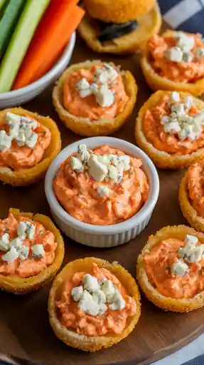 Mini Buffalo Chicken Dip Bites (Crispy Cups, Big Game Energy) 2 Mini Buffalo Chicken Dip