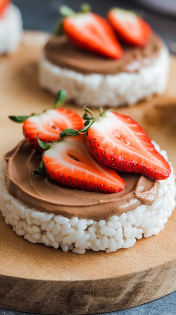 60 Rice Cake Toppings Ideas for Healthy Snack Inspiration 2 Almond Butter Strawberry Smash