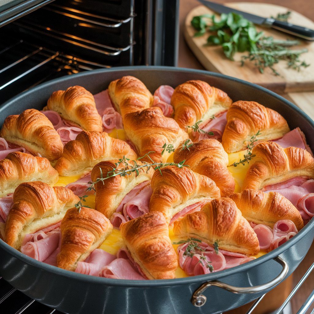 Ham and Cheese Croissant Breakfast