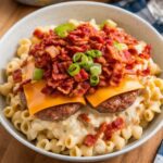 Loaded Bacon Cheeseburger Alfredo Pasta Recipe 2 Loaded Bacon Cheeseburger Alfredo Pasta Recipe