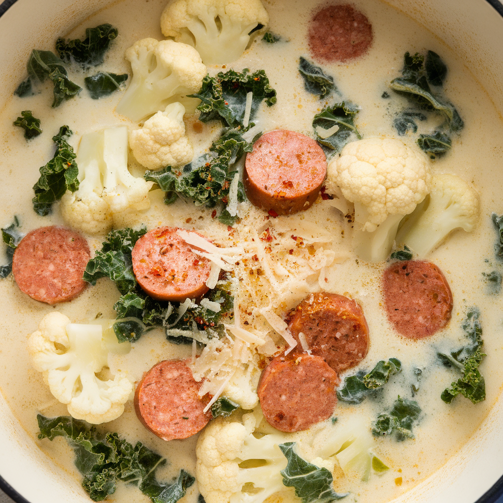 Low Carb Zuppa Toscana Soup with Cauliflower