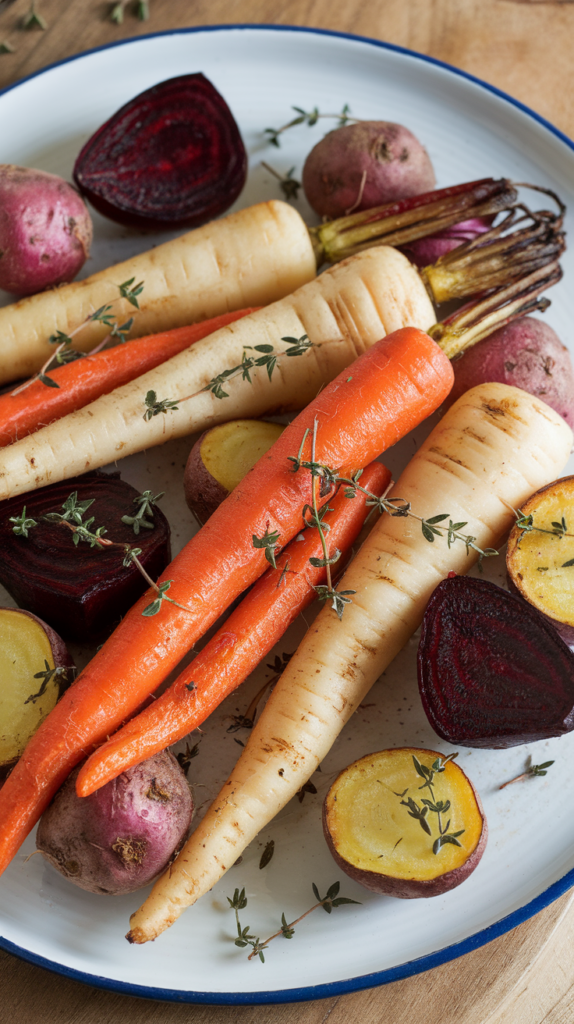 21 Magical Christmas Dinner Ideas for a Cozy Family Feast 12 Roasted Root Vegetables with Thyme
