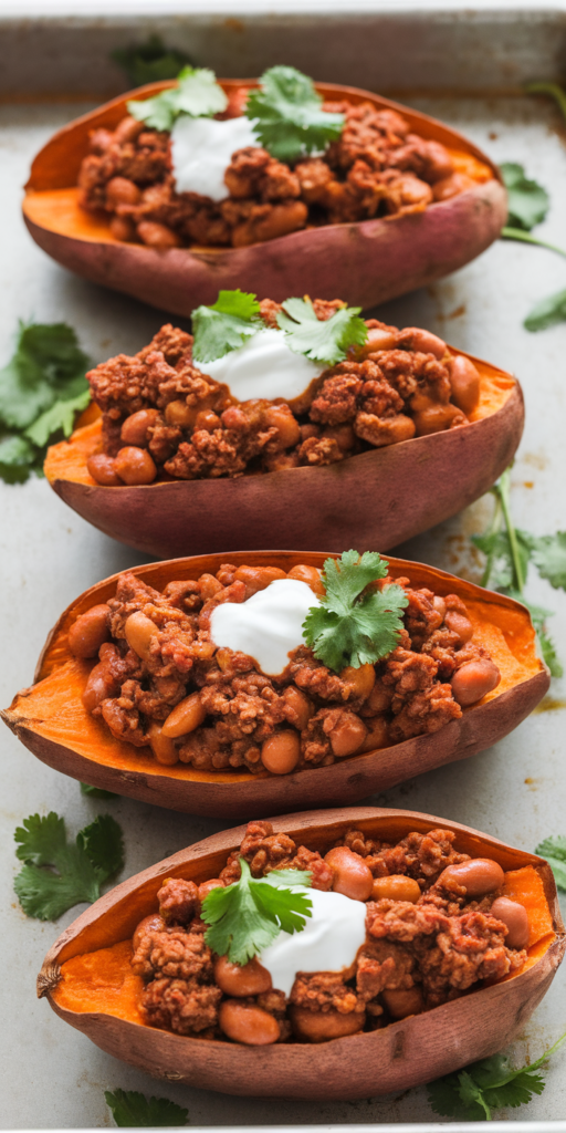 Cinnamon Chili Sweet Potato Boats