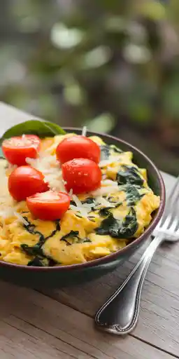 Garlic Spinach Egg Scramble Bowl