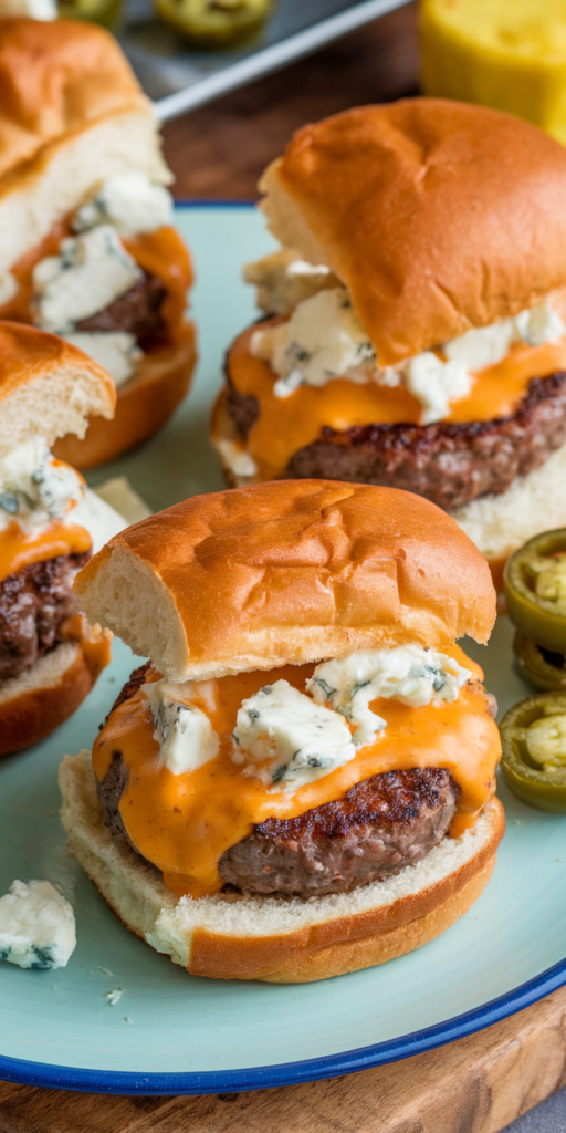 Blue Cheese Buffalo Cheeseburger Sliders