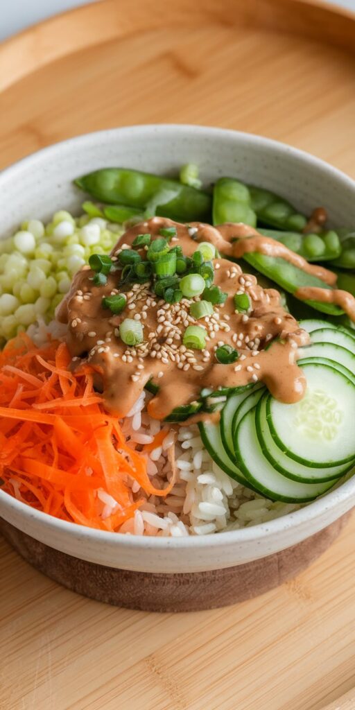 Cold Sesame Cucumber Rice Bowl