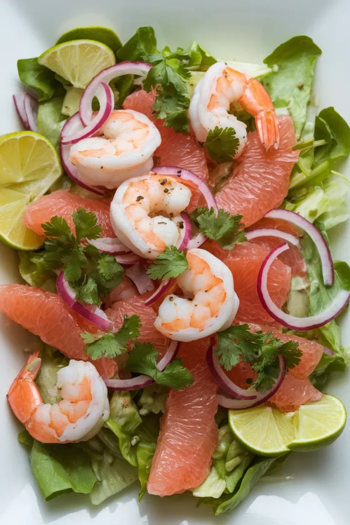 Grapefruit Shrimp Salad with Cilantro Lime Dressing