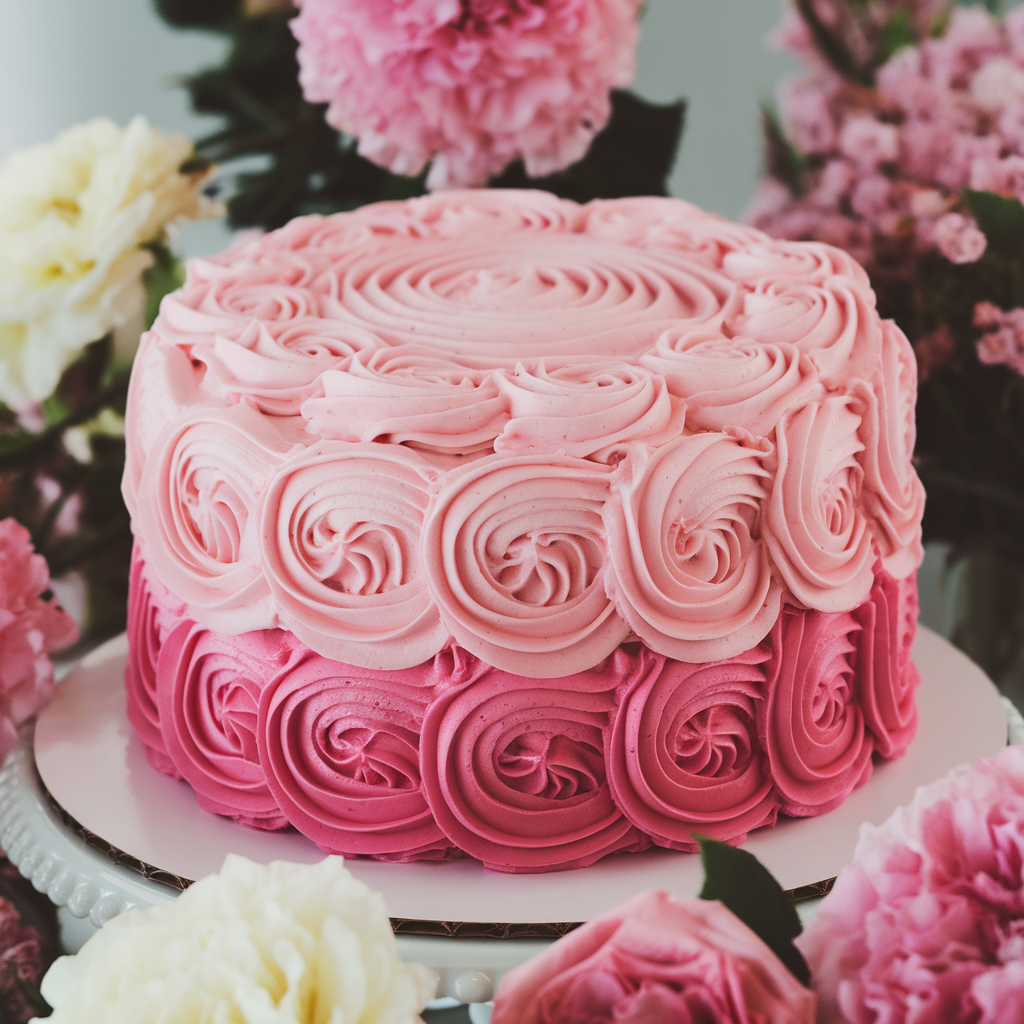 Pink Ombre Rosette Cake