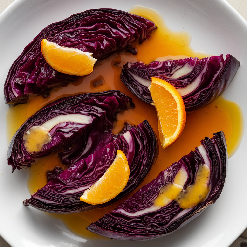 Roasted Red Cabbage Wedges with Orange