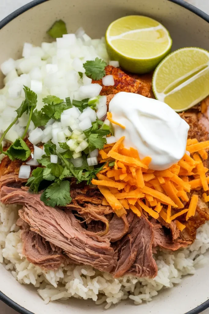 11 Healthy Taco Bowl Meal Prep Ideas That'll Make You Actually Look Forward to Lunch All Week 8 Carnitas Style Pulled Pork Taco Bowl