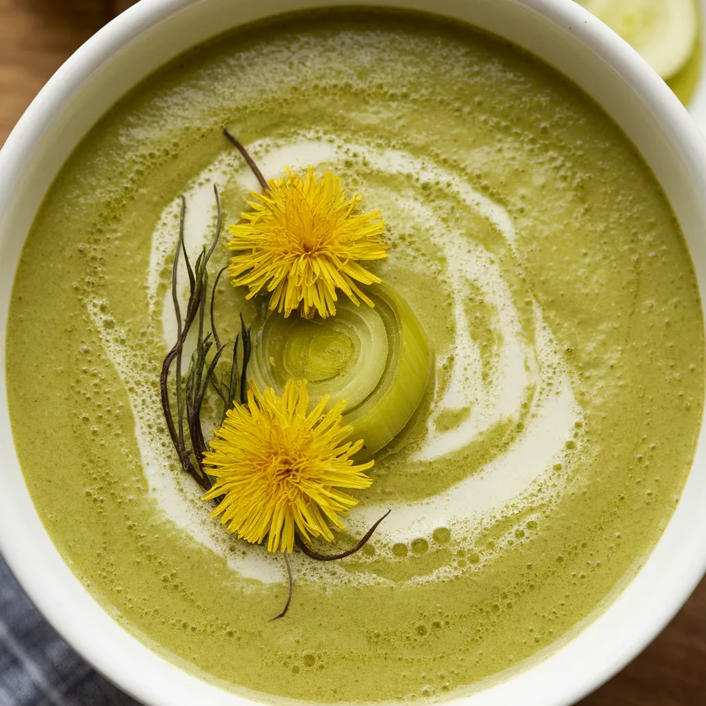 Creamy Dandelion and Leek Soup