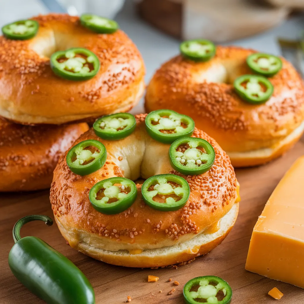 High Protein Jalapeno Cheddar Bagels