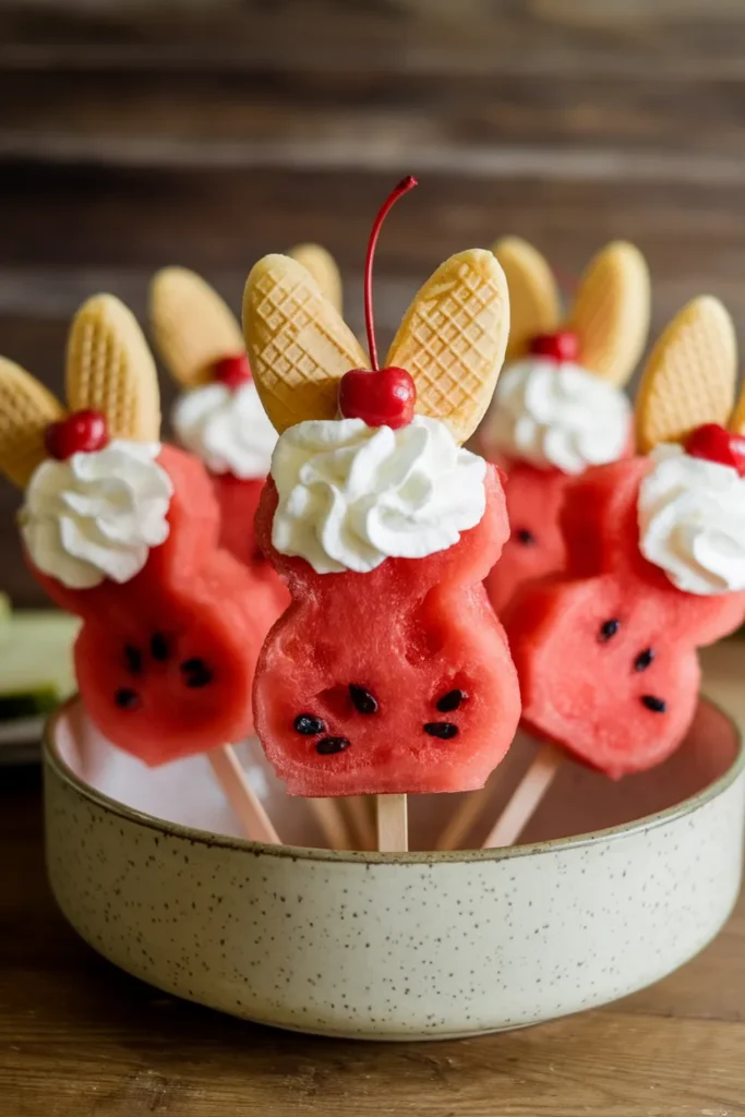 23 Adorable Healthy Easter Desserts Kids and Adults Are Obsessed With (No Junk, All Joy) 9 Watermelon Bunny Pops